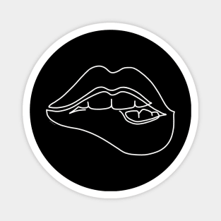 Lip Bite Minimalist Design Biting Lip Minimalism Line Drawing Magnet